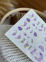 Nail Water Decal CF-487 | Lilac Blossom Nail Water Decals with Golden Accents | Floral Design - UASLIDER