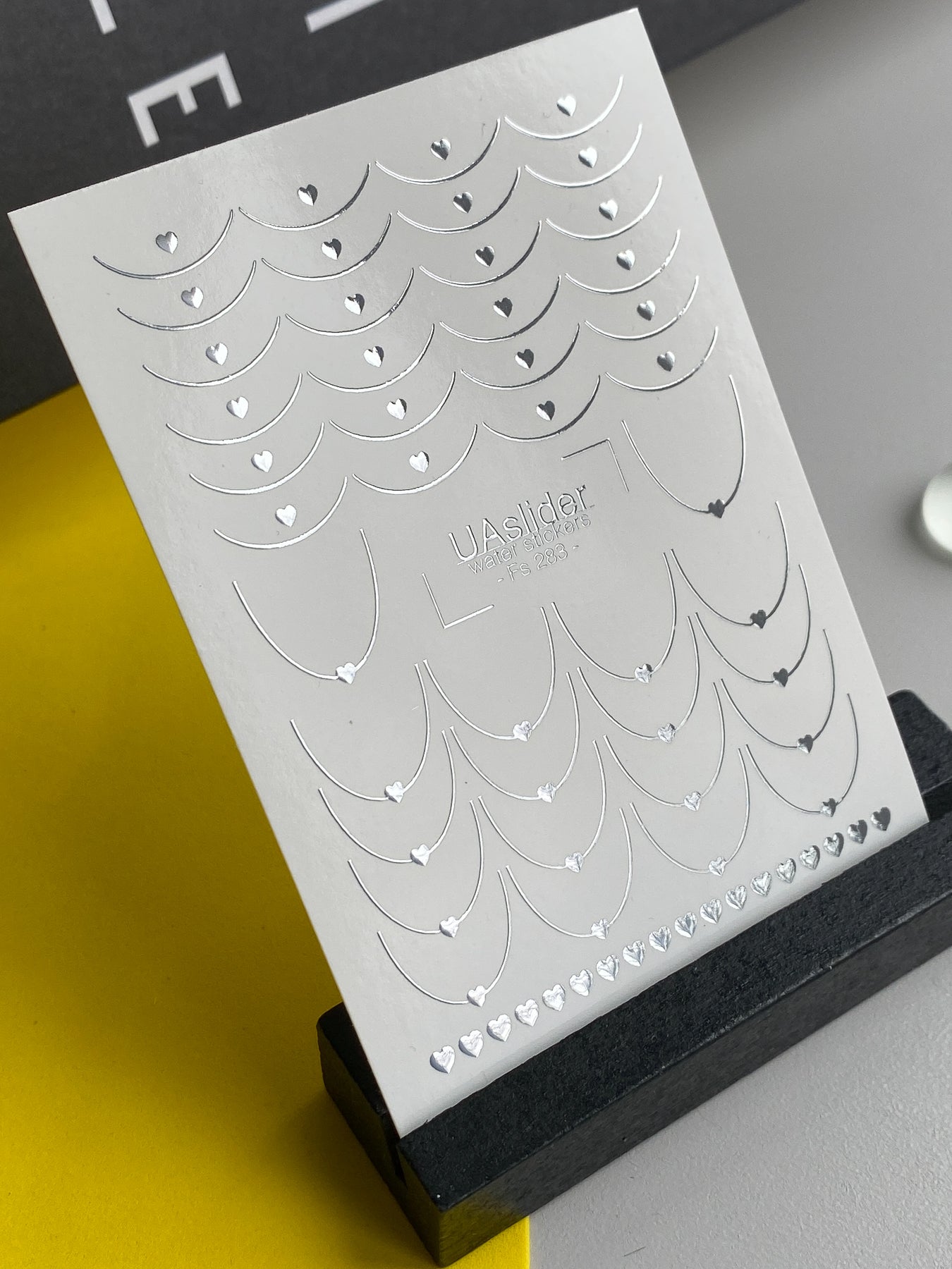 Nail Water Decal Fs-283 | Silver Heart Chains Water Slide Nail Decals | Romantic Foil Nail Tattoos