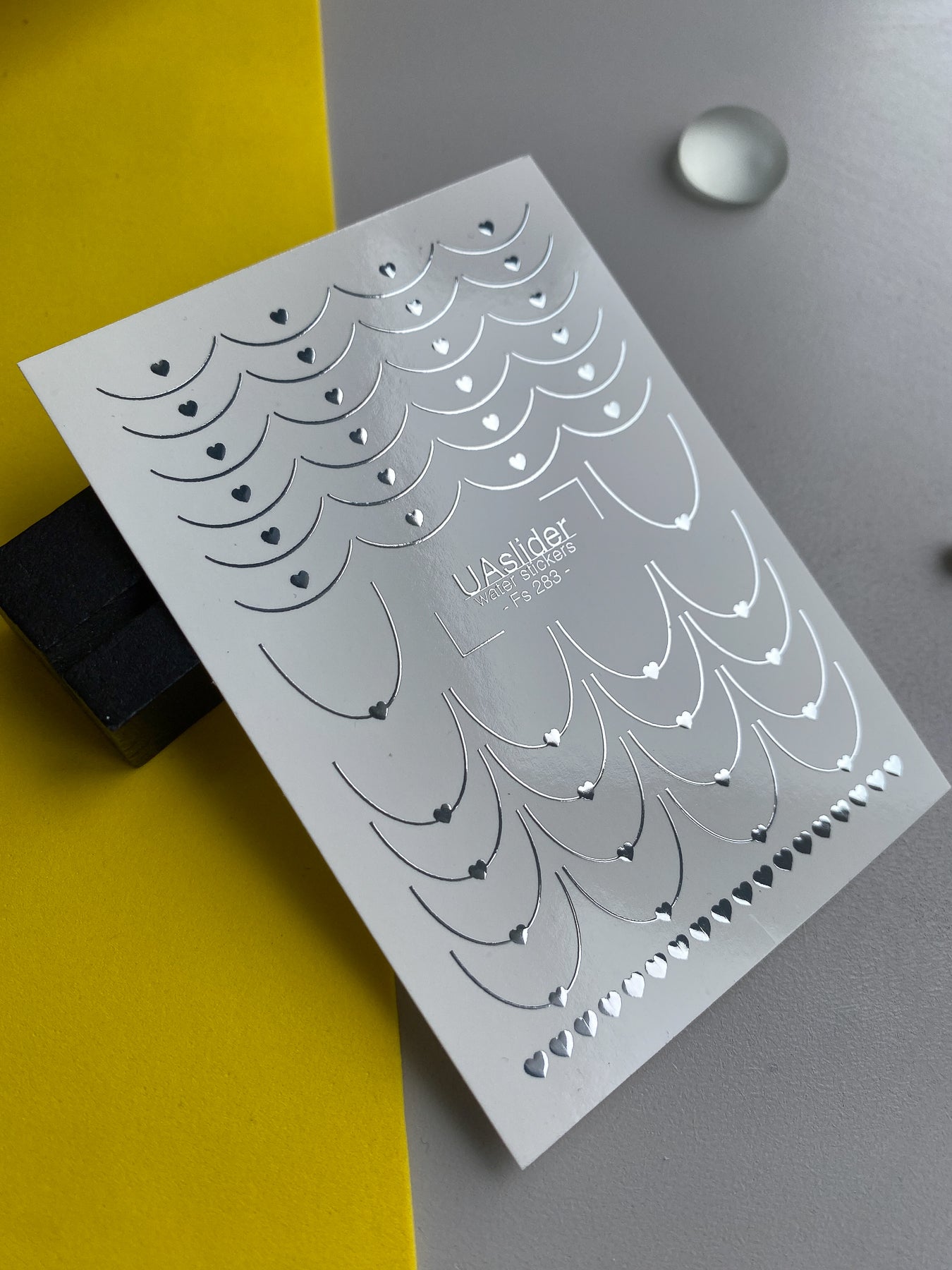 Nail Water Decal Fs-283 | Silver Heart Chains Water Slide Nail Decals | Romantic Foil Nail Tattoos