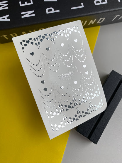 Nail Water Decal Fs-282 | Silver Heart Chain Water Slide Nail Decals | Romantic Foil Nail Tattoos