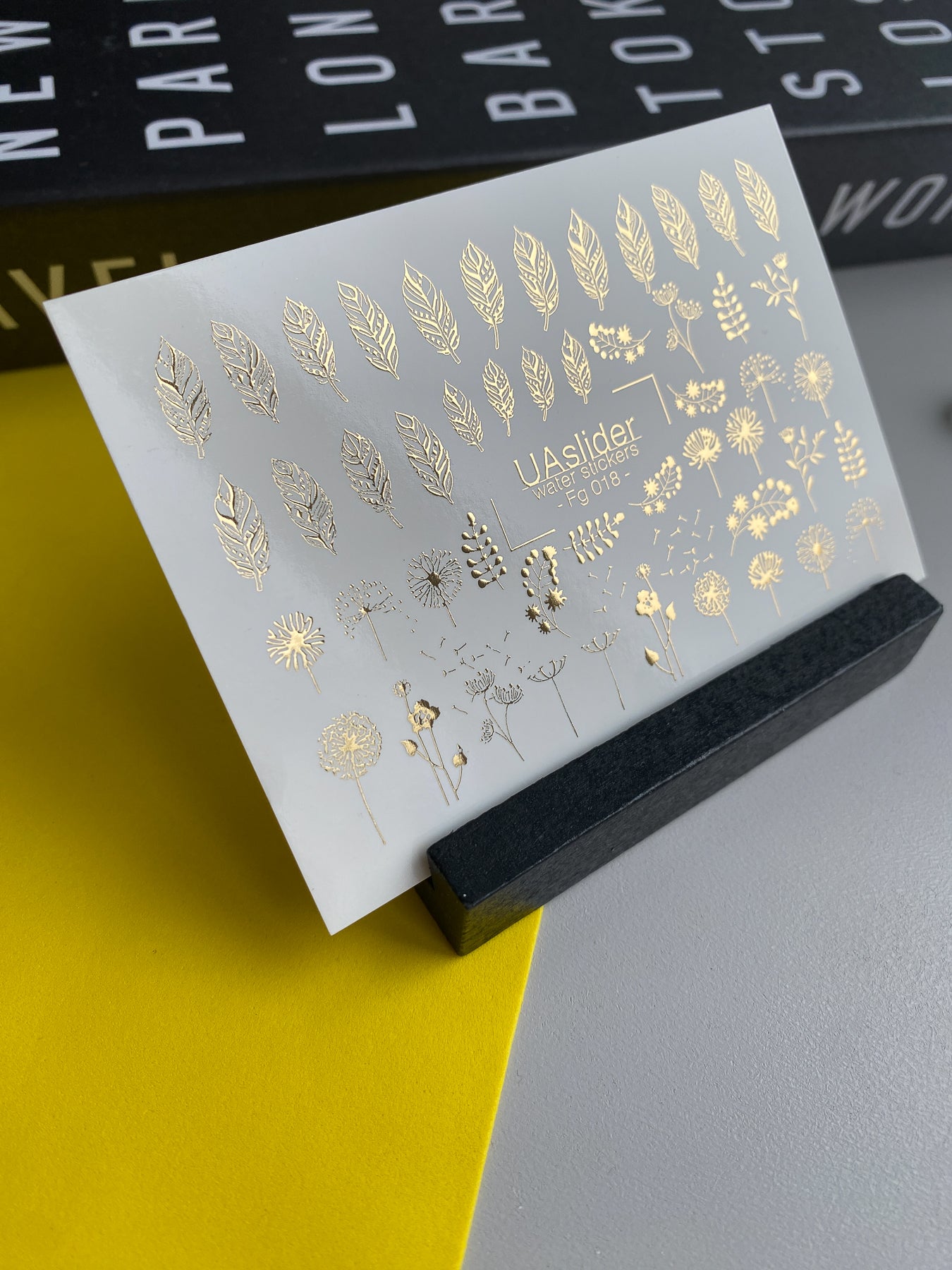 Nagel Water Decal Fg-018 | Bloem Water Slide Nagel Decals met Goudfolie | Paardebloemen, Bladeren & Wilde Bloemen