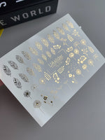 Nail Water Decal Fg-018 | Floral Water Slide Nail Decals with Gold Foil | Dandelions, Leaves & Wildflowers - UASLIDER
