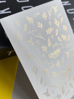 Nail Water Decal Fg-037 | Gold Botanical Nail Water Decals with Love Lettering | Romantic Floral Nail Art - UASLIDER