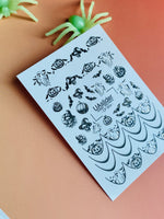 Nail Water Decal CF-654 | Halloween Water Slide Nail Decals | Black & White Ghosts, Pumpkins & Bats