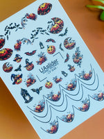 Nail Water Decal CF-649 | Halloween Water Slide Nail Decals | Pumpkins, Bats & French Tips