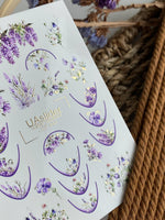 Nail Water Decal CF-443 | Floral Water Slide Nail Decals | Lavender & Purple French Tips - UASLIDER