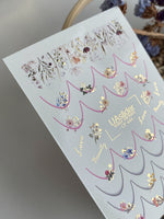 Nail Water Decal CF-444 | Floral Water Slide Nail Decals | French Tips with Gold Accents & Quotes - UASLIDER