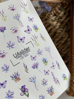 Nail Water Decal CF-500 | Lavender & Butterfly Nail Water Decals | Purple Floral Nail Stickers CF-500 - UASLIDER