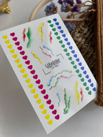 Nail Water Decal CF-502 | Water Slide Nail Decals with Rainbow Hearts & Abstract Lines | Colorful Nail Art - UASLIDER