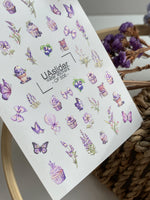 Nail Water Decal CF-506 | Water Slide Nail Decals with Lavender Cupcakes & Butterflies | Sweet Floral Nail Art - UASLIDER