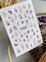 Nail Water Decal CF-506 | Water Slide Nail Decals with Lavender Cupcakes & Butterflies | Sweet Floral Nail Art - UASLIDER