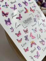 Nail Water Decal CF-510 | Water Slide Nail Decals with Colorful Butterflies & Lettering | Inspirational Nail Art - UASLIDER
