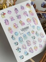 Nail Water Decal CF-511 | Water Slide Nail Decals with Abstract Faces | Modern Line Art Nail Tattoos - UASLIDER
