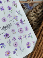 Nail Water Decal CF-512 | Water Slide Nail Decals with Purple Flowers | Lavender Floral Nail Art - UASLIDER
