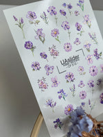 Nail Water Decal CF-512 | Water Slide Nail Decals with Purple Flowers | Lavender Floral Nail Art - UASLIDER