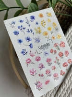 Nail Water Decal CF-516 | Water Slide Nail Decals with Colorful Wildflowers | Blue, Yellow & Pink Floral Nail Art - UASLIDER