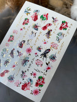 Nail Water Decal CF-069 | Japanese Water Slide Nail Decals | Geisha, Swallows, Lotus Flowers and Oriental Nail Art - UASLIDER