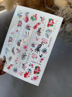 Nail Water Decal CF-069 | Japanese Water Slide Nail Decals | Geisha, Swallows, Lotus Flowers and Oriental Nail Art - UASLIDER