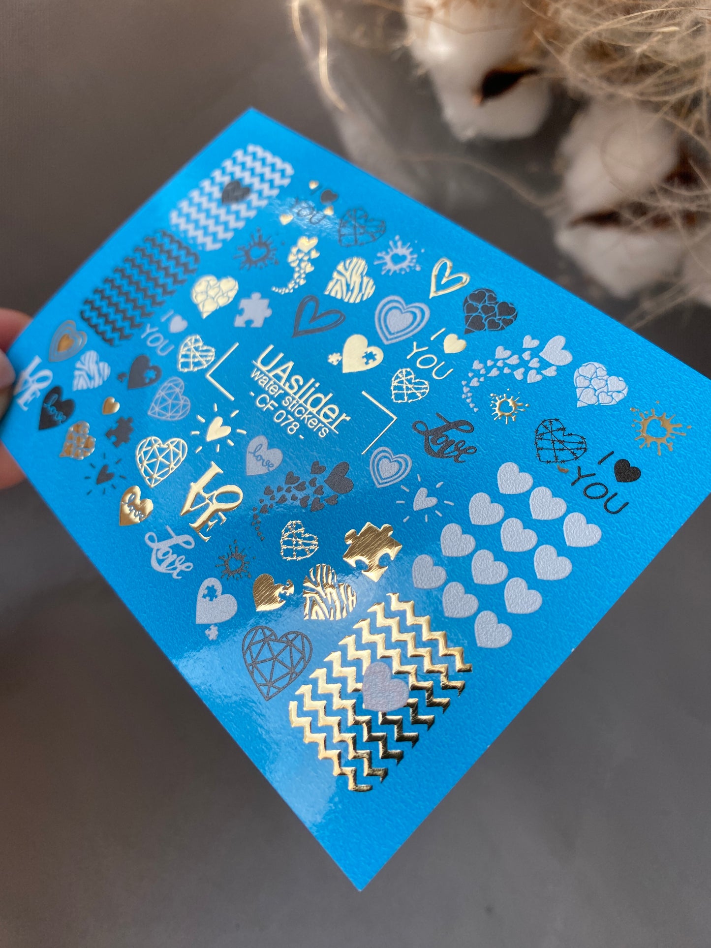 Nail Water Decal CF-078 | Valentine’s Day Nail Art Water Decals | Hearts, Love Quotes and Patterns