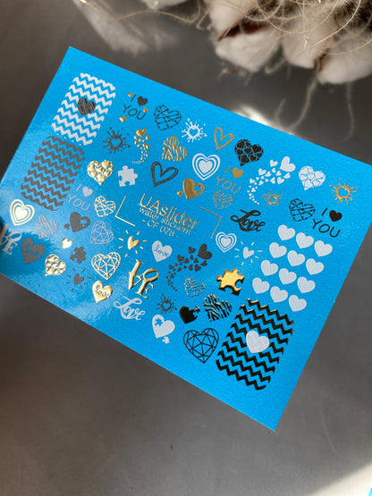 Nail Water Decal CF-078 | Valentine’s Day Nail Art Water Decals | Hearts, Love Quotes and Patterns