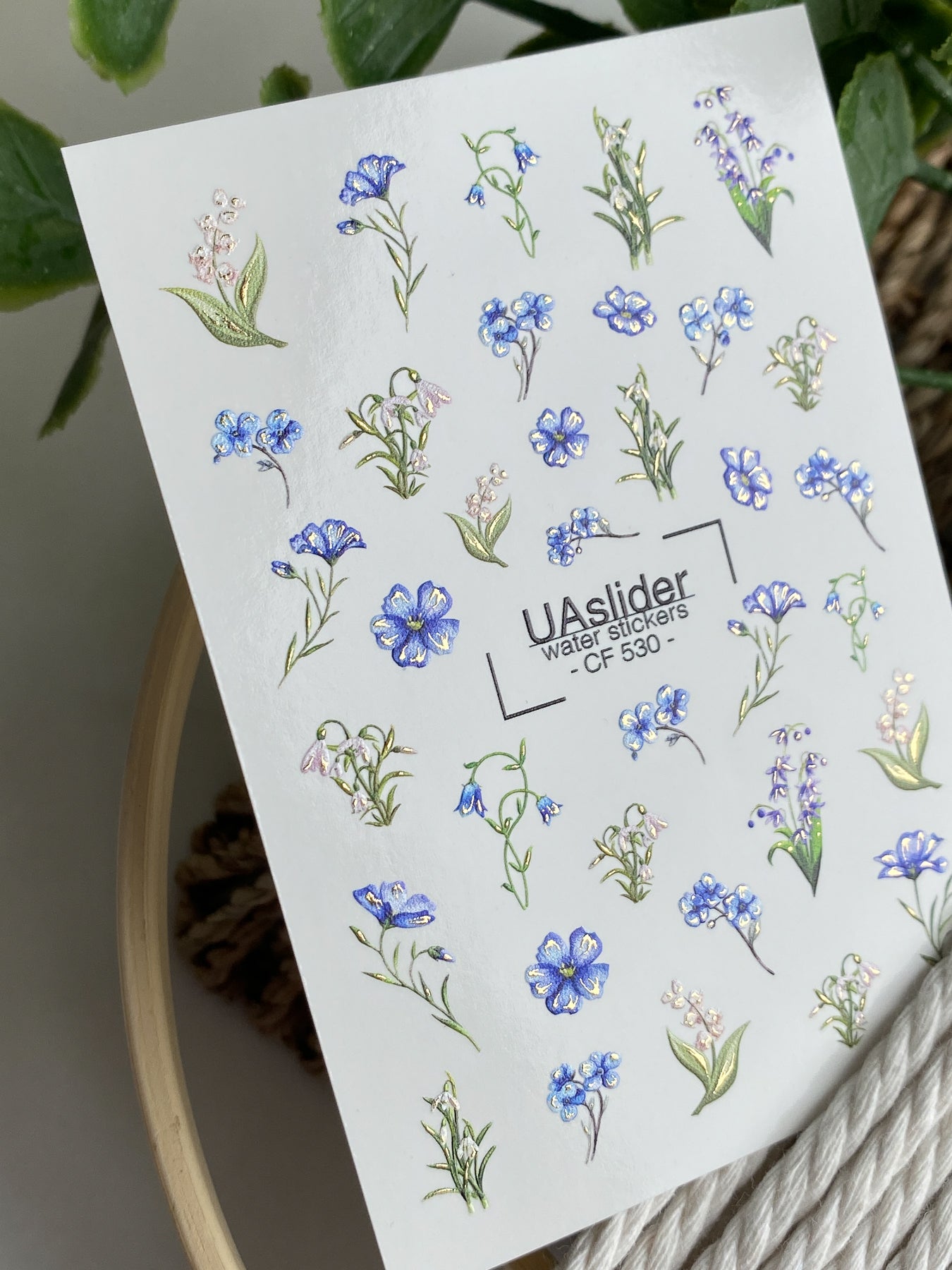 Nail Water Decal CF-530 | Water Slide Nail Decals with Forget-Me-Nots, Lilies of the Valley & Bellflowers | Delicate Floral Nail Art