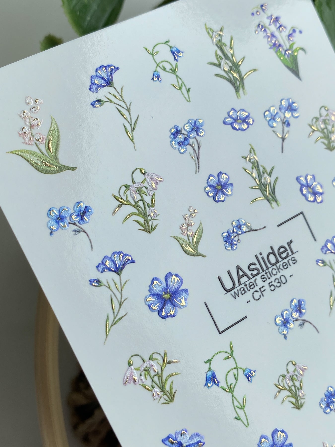 Nail Water Decal CF-530 | Water Slide Nail Decals with Forget-Me-Nots, Lilies of the Valley & Bellflowers | Delicate Floral Nail Art - UASLIDER