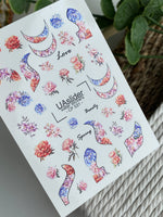 Nail Water Decal CF-531 | Water Slide Nail Decals with Floral Moons & Abstract Shapes | Colorful Spring Nail Art - UASLIDER