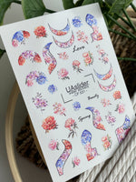 Nail Water Decal CF-531 | Water Slide Nail Decals with Floral Moons & Abstract Shapes | Colorful Spring Nail Art - UASLIDER