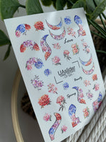 Nail Water Decal CF-531 | Water Slide Nail Decals with Floral Moons & Abstract Shapes | Colorful Spring Nail Art - UASLIDER