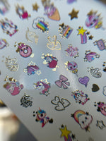 Nail Water Decal CF-168 | Cute Unicorn Nail Art Water Decals | Rainbows, Stars & Candy - UASLIDER