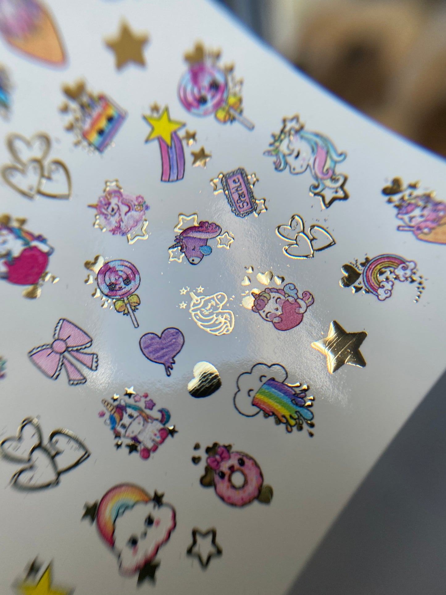 Nail Water Decal CF-168 | Cute Unicorn Nail Art Water Decals | Rainbows, Stars & Candy