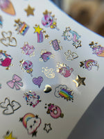 Nail Water Decal CF-168 | Cute Unicorn Nail Art Water Decals | Rainbows, Stars & Candy - UASLIDER
