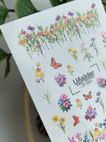 Nail Water Decal CF-533 | Water Slide Nail Decals with Wildflowers & Butterflies | Colorful Floral Nail Stickers - UASLIDER