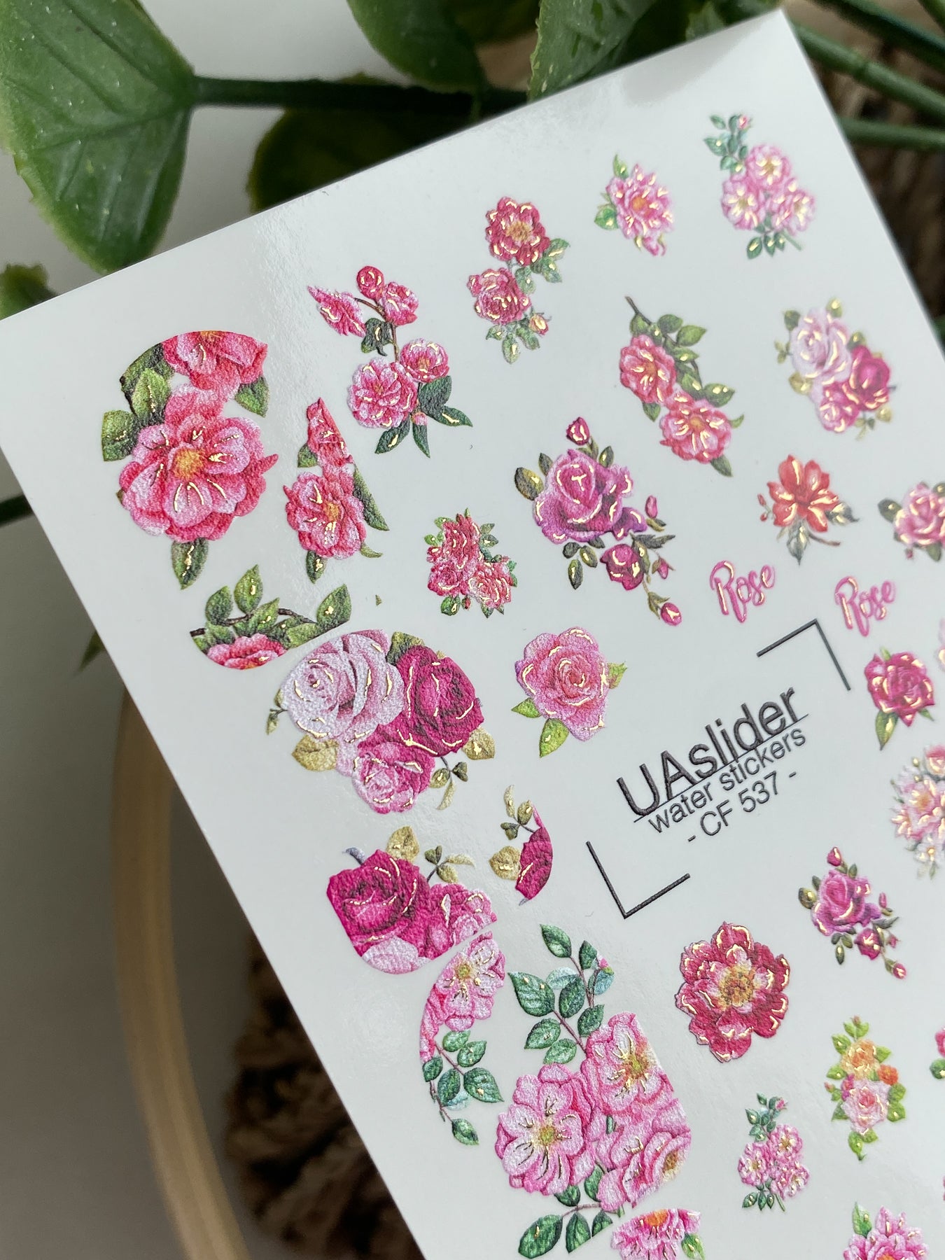Nail Water Decal CF-537 | Water Slide Nail Decals with Roses | Romantic Floral Nail Stickers - UASLIDER