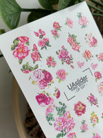 Nail Water Decal CF-537 | Water Slide Nail Decals with Roses | Romantic Floral Nail Stickers - UASLIDER
