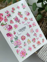 Nail Water Decal CF-537 | Water Slide Nail Decals with Roses | Romantic Floral Nail Stickers - UASLIDER