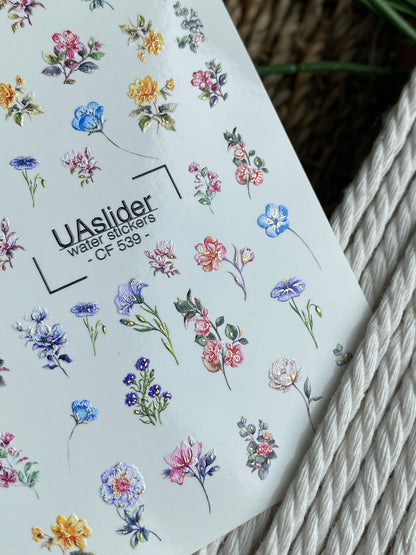 Nail Water Decal CF-539 | Water Slide Nail Decals with Tiny Wildflowers | Delicate Floral Nail Art