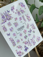 Nail Water Decal CF-541 | Water Slide Nail Decals with Purple Flowers & Butterflies | Elegant Floral Nail Art - UASLIDER