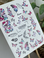 Nail Water Decal CF-542 | Water Slide Nail Decals with Colorful Butterflies & Wings | Dreamy Butterfly Nail Art - UASLIDER