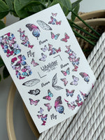 Nail Water Decal CF-542 | Water Slide Nail Decals with Colorful Butterflies & Wings | Dreamy Butterfly Nail Art - UASLIDER