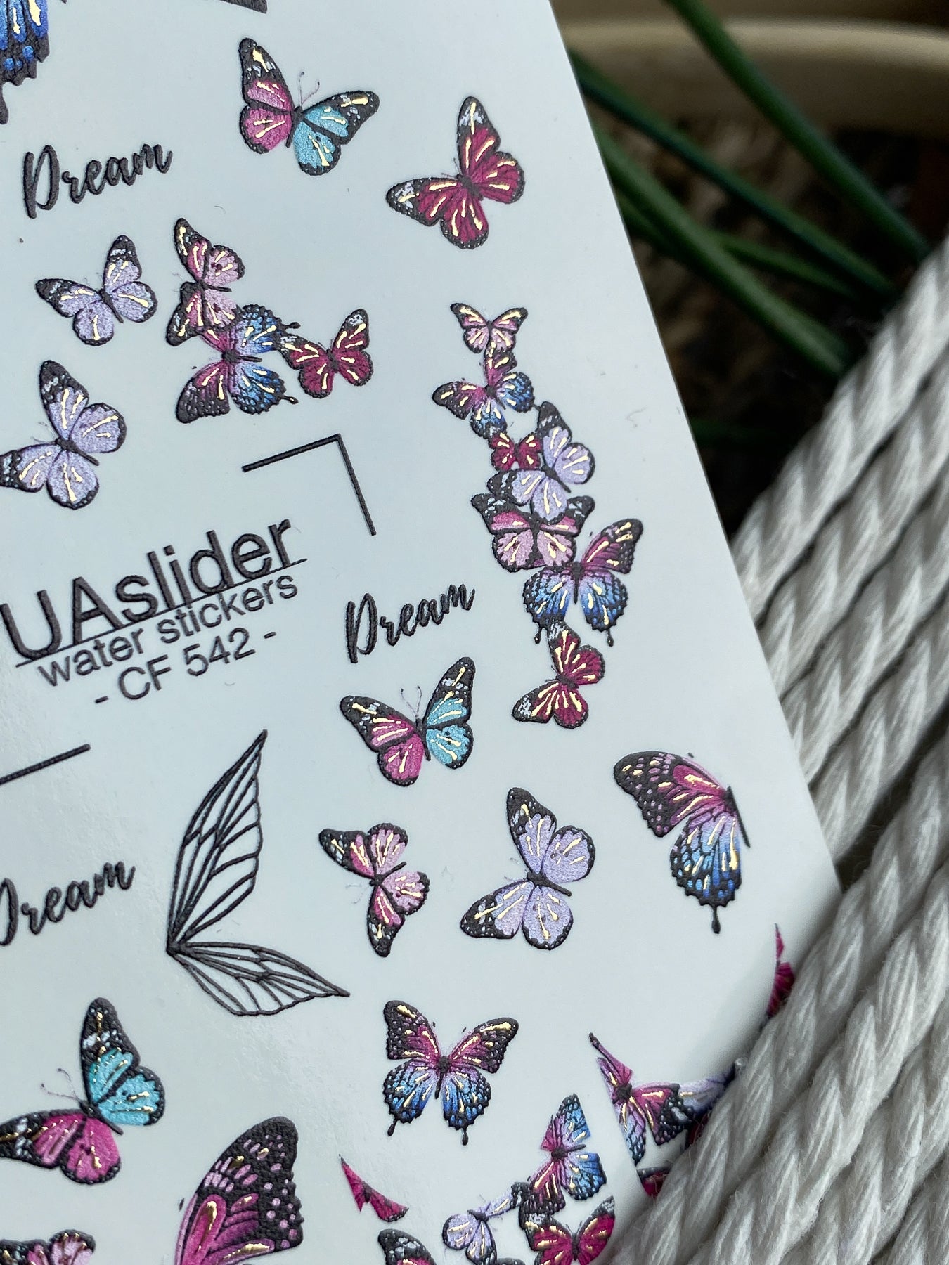Nail Water Decal CF-542 | Water Slide Nail Decals with Colorful Butterflies & Wings | Dreamy Butterfly Nail Art - UASLIDER