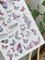 Nail Water Decal CF-542 | Water Slide Nail Decals with Colorful Butterflies & Wings | Dreamy Butterfly Nail Art - UASLIDER