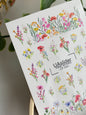 Nail Water Decal CF-543 | Water Slide Nail Decals with Colorful Wildflowers | Floral Border Nail Art