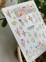 Nail Water Decal CF-543 | Water Slide Nail Decals with Colorful Wildflowers | Floral Border Nail Art - UASLIDER