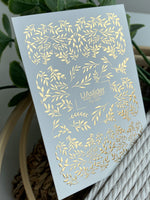 Nail Water Decal Fg-030 | Water Slide Nail Decals with Gold Foil Leaves | Elegant Botanical Nail Art - UASLIDER