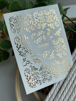 Nail Water Decal Fg-030 | Water Slide Nail Decals with Gold Foil Leaves | Elegant Botanical Nail Art - UASLIDER