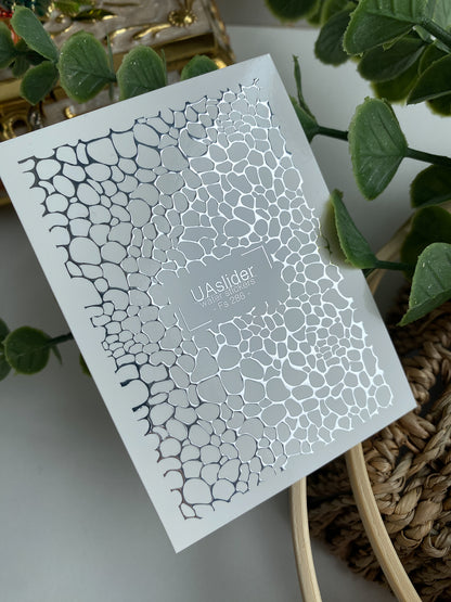 Nail Water Decal Fs-286 | Silver Stone Texture Water Slide Nail Decals | Foil Reptile Skin Nail Tattoos