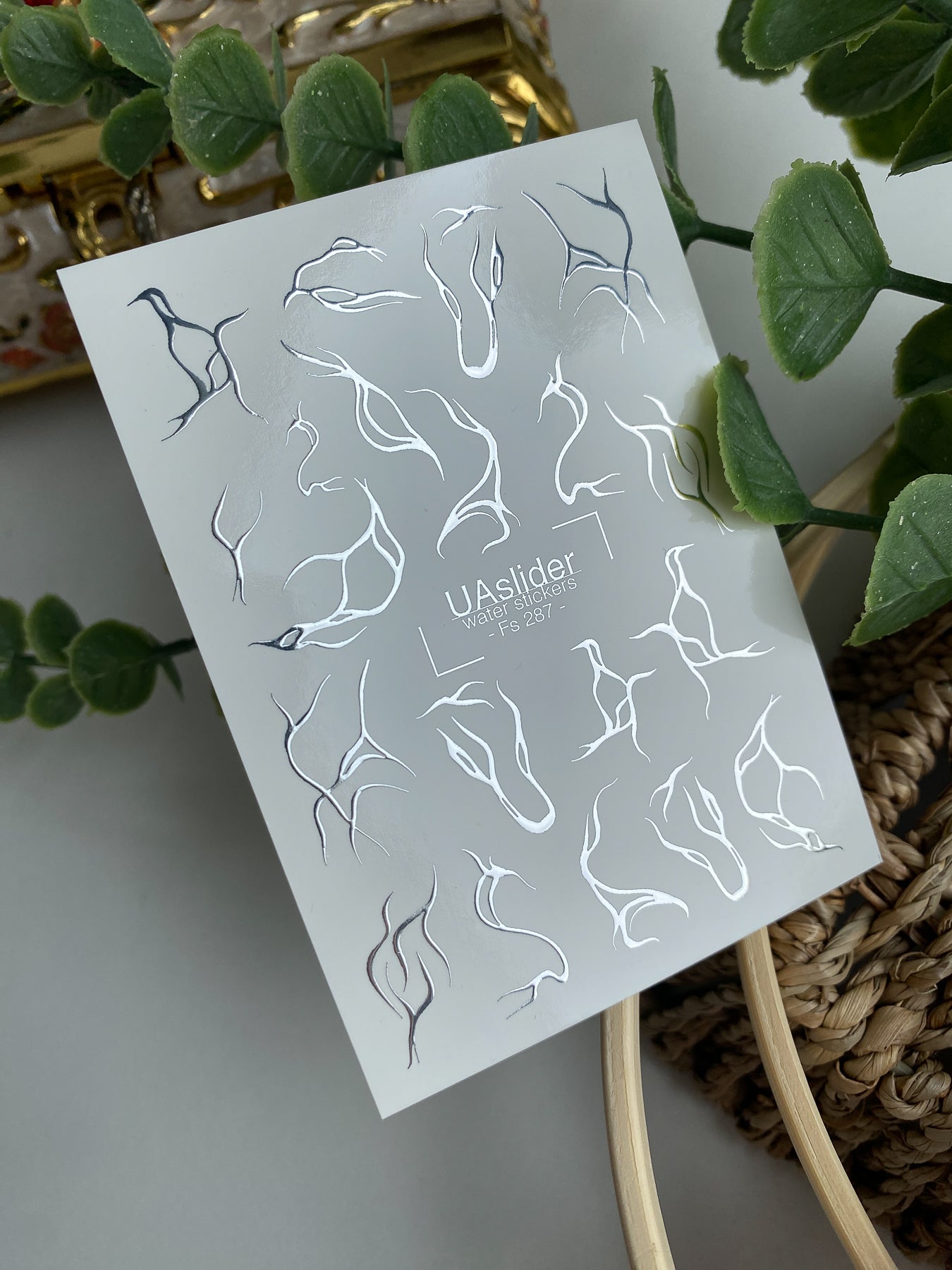 Nail Water Decal Fs-287 | Silver Flame Water Slide Nail Decals | Abstract Foil Fire Nail Tattoos - UASLIDER