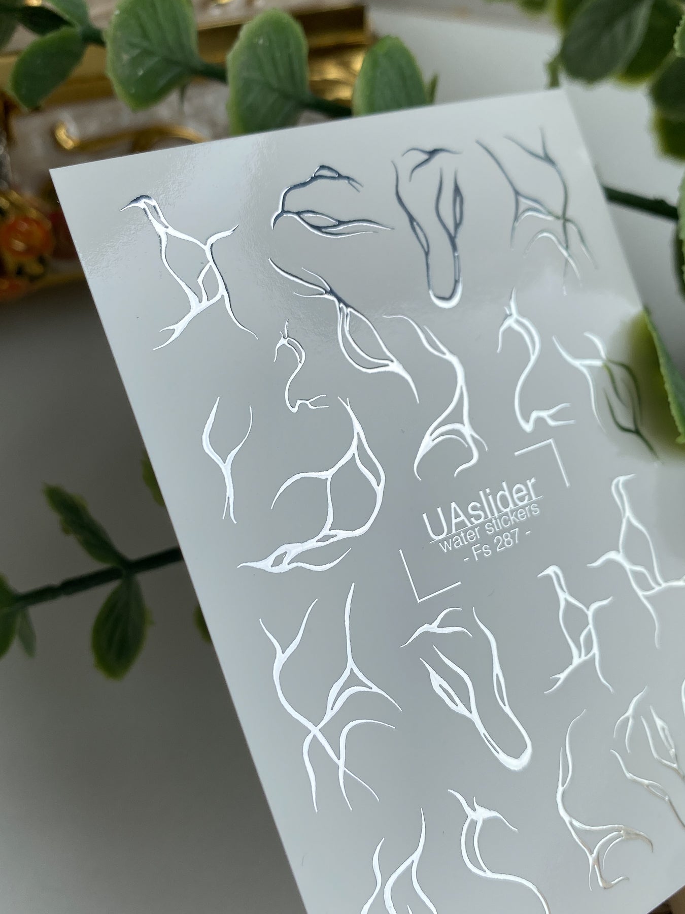 Nail Water Decal Fs-287 | Silver Flame Water Slide Nail Decals | Abstract Foil Fire Nail Tattoos