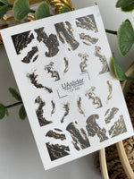 Nail Water Decal CF-525 | Water Slide Nail Decals with Black Marble & Gold Veins | Abstract Nail Art - UASLIDER